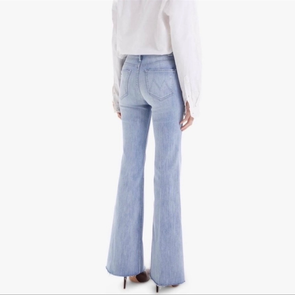 Mother The Doozy Fray Jeans Knock On Wood Light Wash High Rise Flare Size 30 - Picture 2 of 11